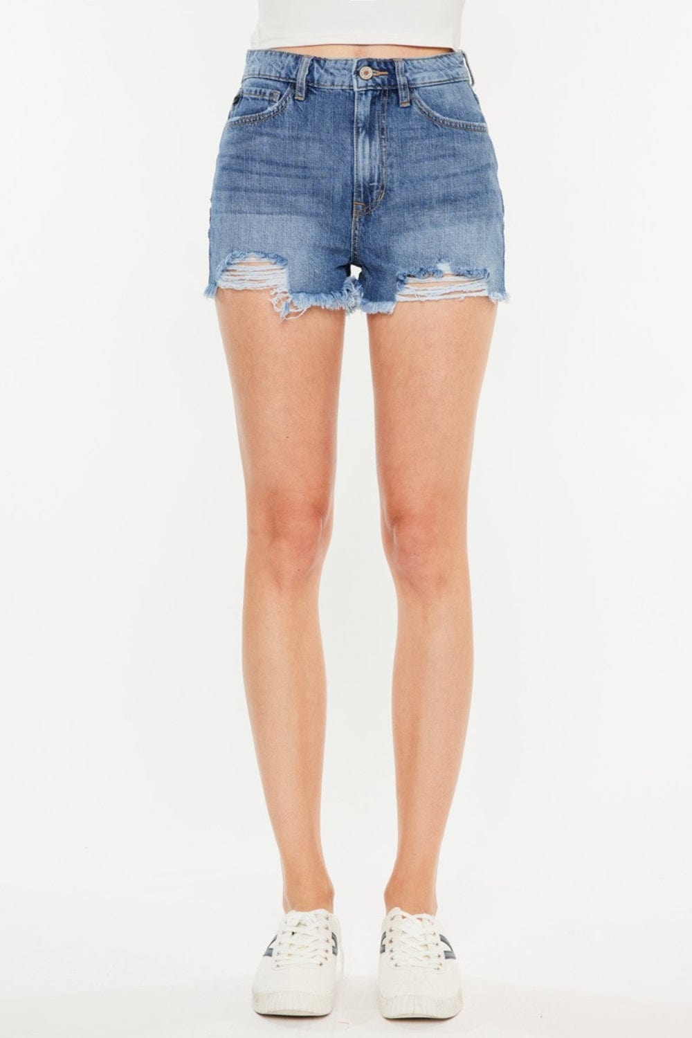 Trendsi Shorts Kancan Distressed Raw Hem High Waist Denim Shorts Kancan Distressed Raw Hem High Waist Denim Shorts