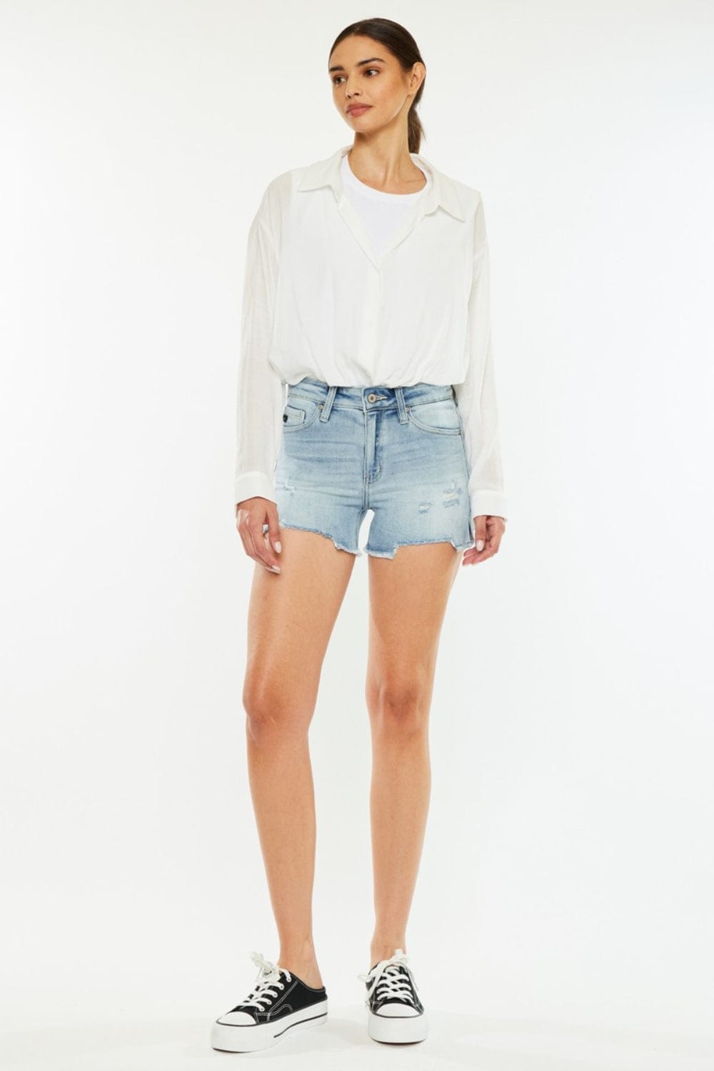 Trendsi Shorts Kancan High Rise Side Slit Denim Shorts Kancan High Rise Side Slit Denim Shorts