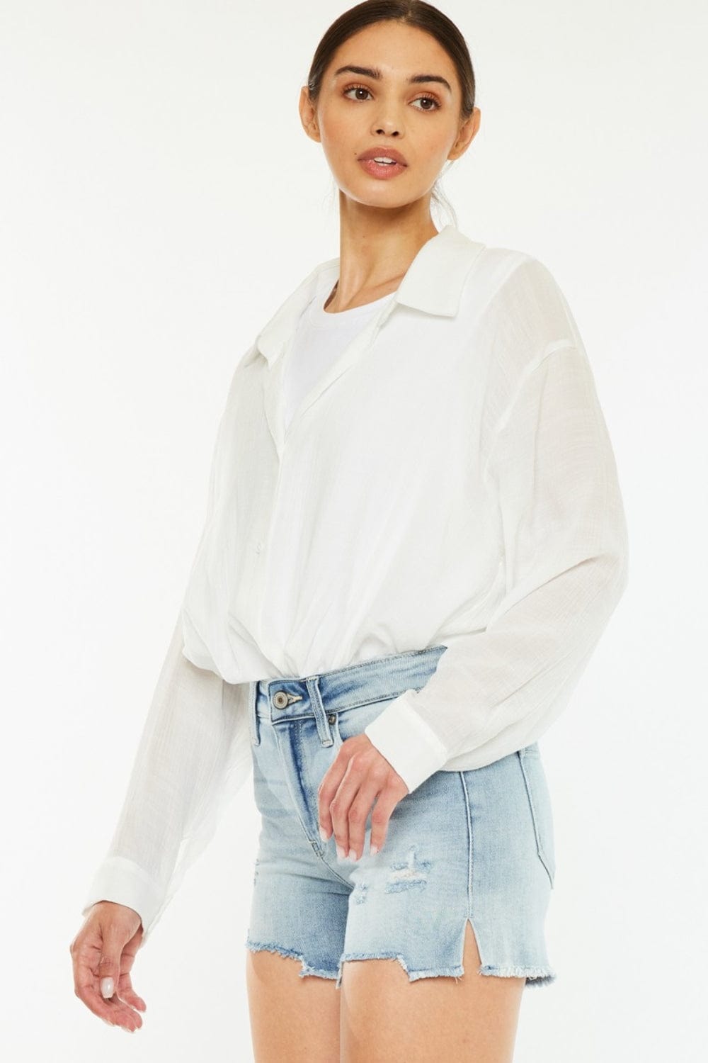 Trendsi Shorts Kancan High Rise Side Slit Denim Shorts Kancan High Rise Side Slit Denim Shorts