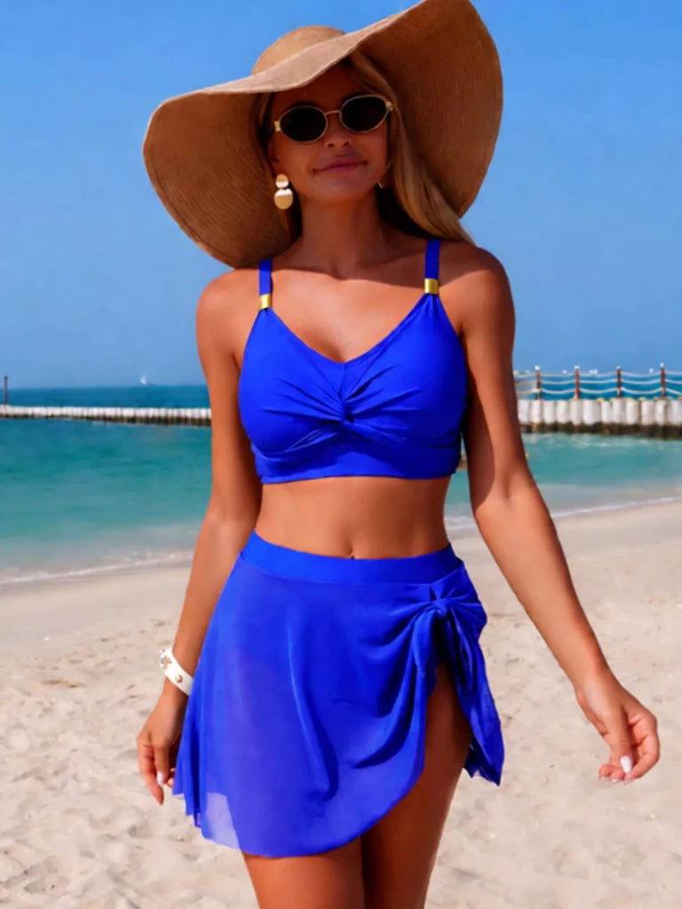 Twist Front Cami and Skort Swim Set - Blue by Trendsi from FREYA’S CLOSET