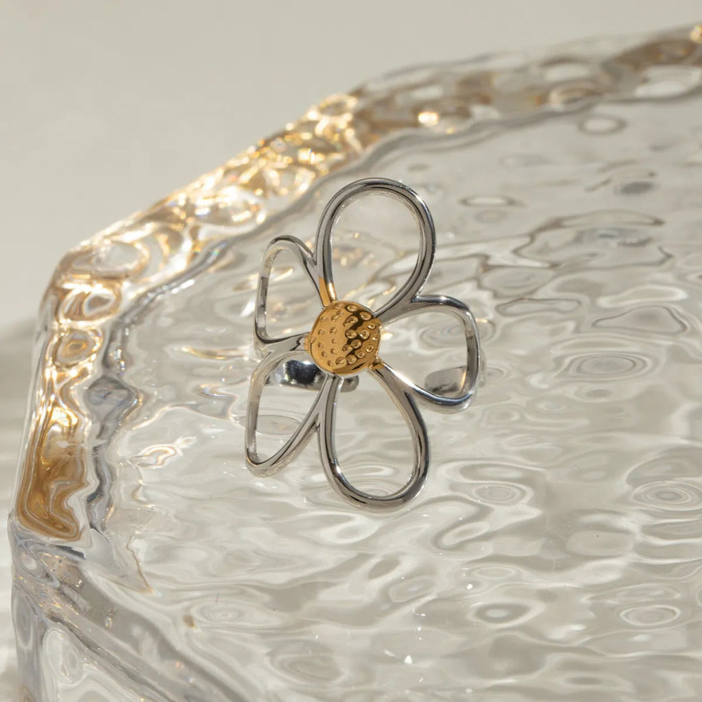 Two - Tone Daisy Flower Ring - Gold by Trendsi from FREYA’S CLOSET