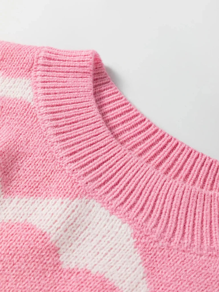 Valentine Heart Round Neck Sweater - Blush Pink by Trendsi from FREYA’S CLOSET