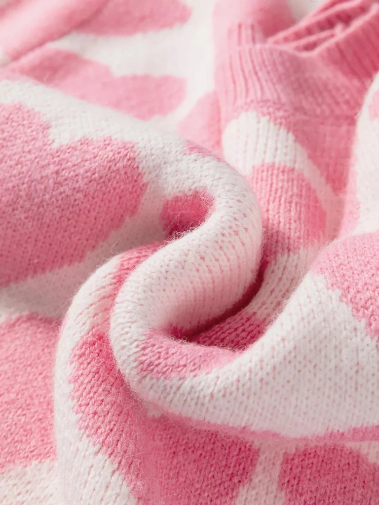 Valentine Heart Round Neck Sweater - Blush Pink by Trendsi from FREYA’S CLOSET