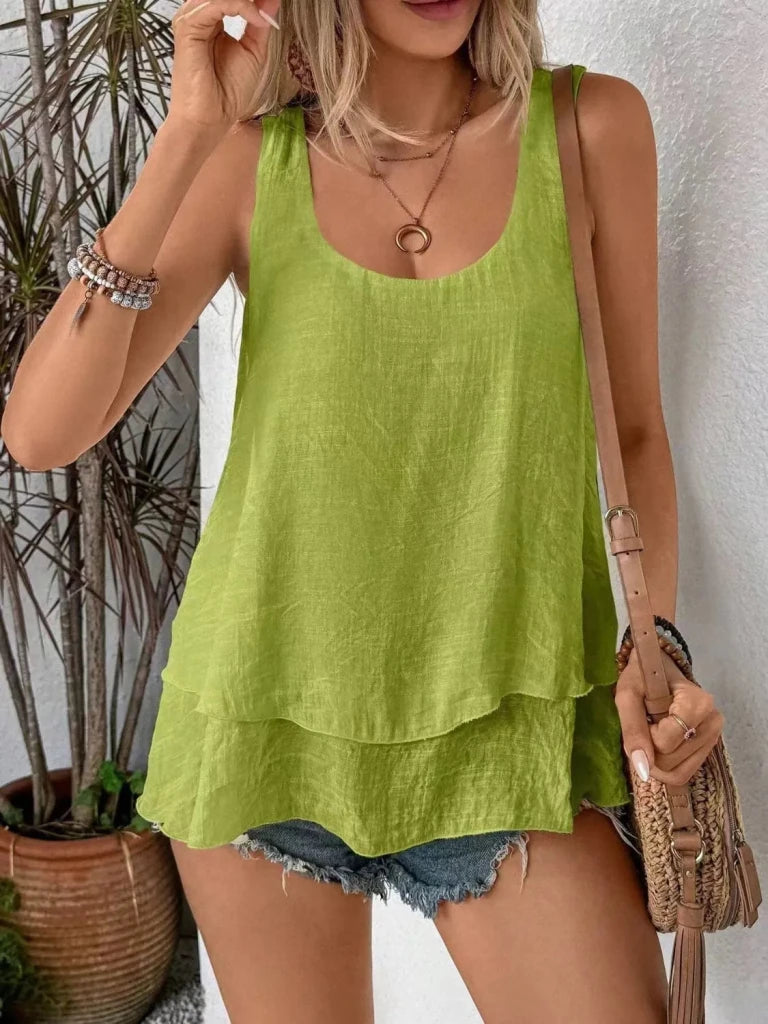 Wide Strap Layered Tank - Matcha Green by Trendsi from FREYA’S CLOSET