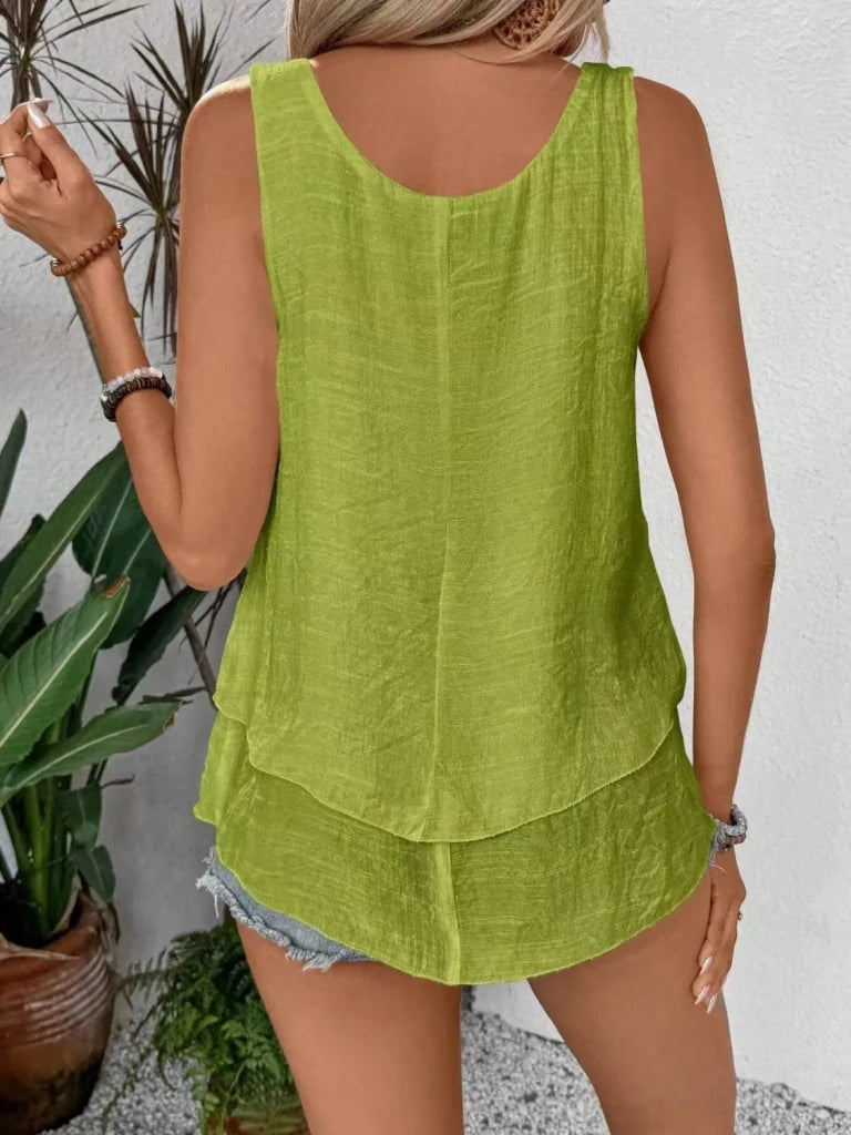 Wide Strap Layered Tank - Matcha Green by Trendsi from FREYA’S CLOSET