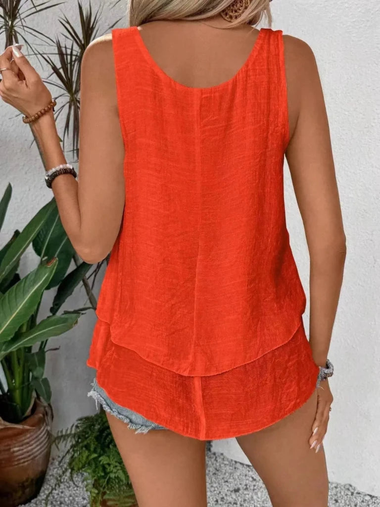 Wide Strap Layered Tank - Orange by Trendsi from FREYA’S CLOSET