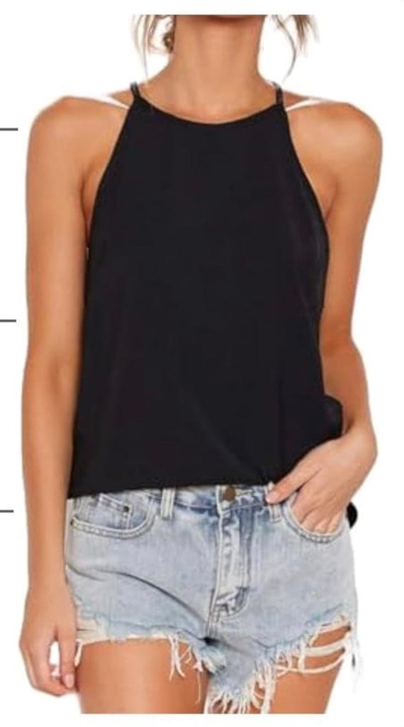 Women's Flowy High-Neck Tank/with rhinestones - S by Eleven Fashion from FREYA’S CLOSET