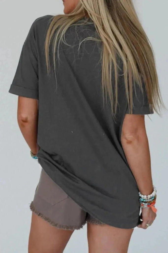 YALL Cowboy Boots Graphic Short Sleeve T-Shirt - Dark Gray by Trendsi from FREYA’S CLOSET