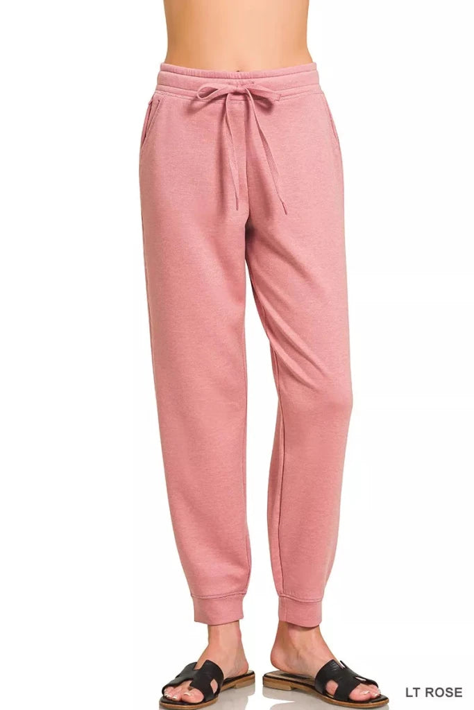 Zenana Drawstring Scuba Joggers with Pockets - LT ROSE by Trendsi from FREYA’S CLOSET