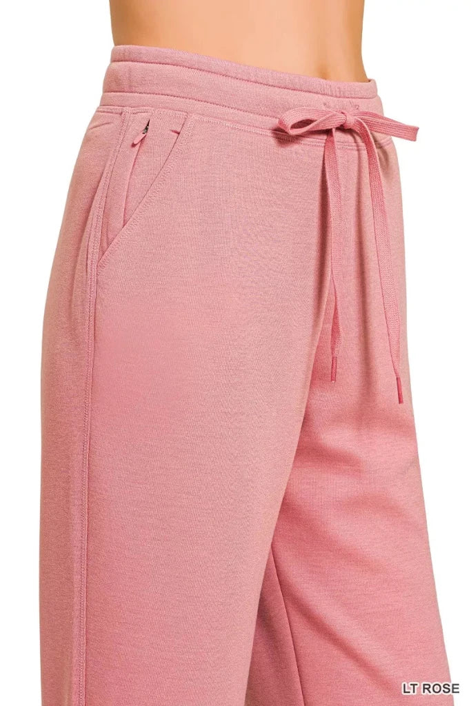 Zenana Drawstring Scuba Joggers with Pockets - LT ROSE by Trendsi from FREYA’S CLOSET