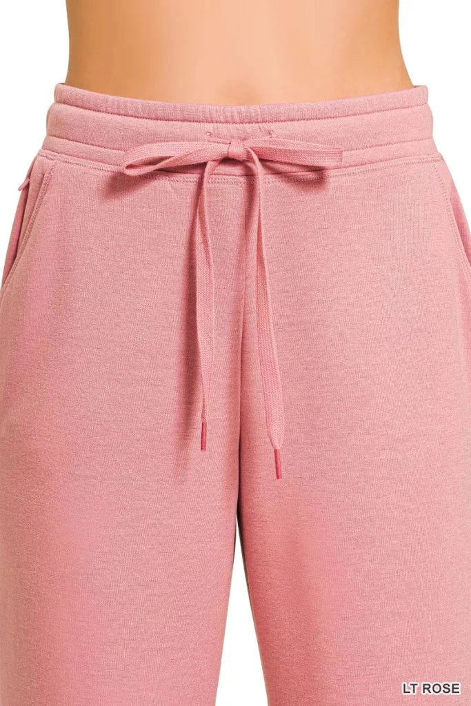 Zenana Drawstring Scuba Joggers with Pockets - LT ROSE by Trendsi from FREYA’S CLOSET