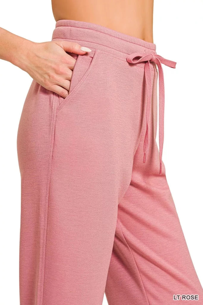 Zenana Drawstring Scuba Joggers with Pockets - LT ROSE by Trendsi from FREYA’S CLOSET