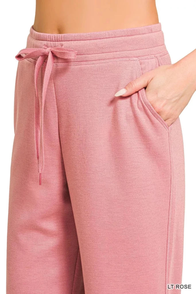 Zenana Drawstring Scuba Joggers with Pockets - LT ROSE by Trendsi from FREYA’S CLOSET
