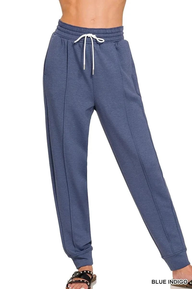 Zenana Drawstring Scuba Sweatpants with Pockets - BLUE INDIGO by Trendsi from FREYA’S CLOSET