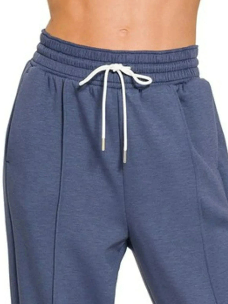 Zenana Drawstring Scuba Sweatpants with Pockets - BLUE INDIGO by Trendsi from FREYA’S CLOSET