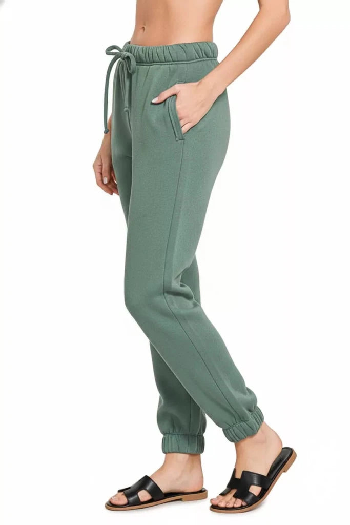 Zenana Fleece Drawstring Joggers With Pocket - ASH JADE by Trendsi from FREYA’S CLOSET
