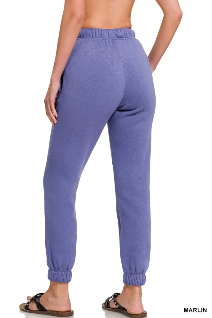 Zenana Fleece Drawstring Joggers With Pocket - MARLIN by Trendsi from FREYA’S CLOSET