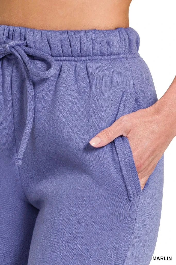 Zenana Fleece Drawstring Joggers With Pocket - MARLIN by Trendsi from FREYA’S CLOSET