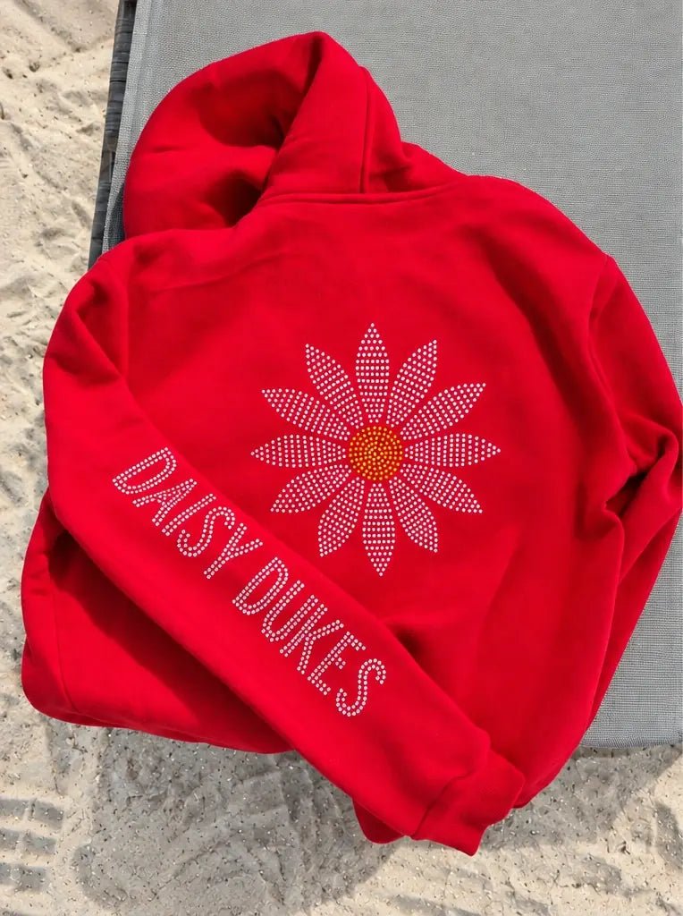 Zip Up Hoodies w/Rhinestones Red - S by Unik from FREYA’S CLOSET