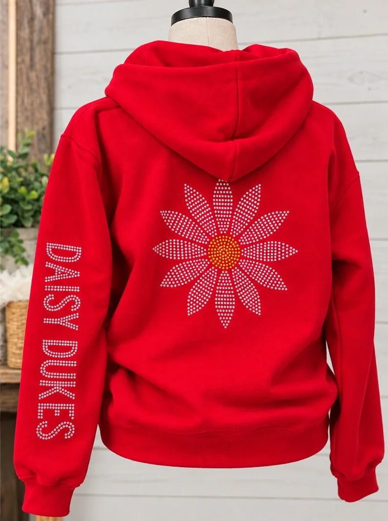 Zip Up Hoodies w/Rhinestones Red - S by Unik from FREYA’S CLOSET