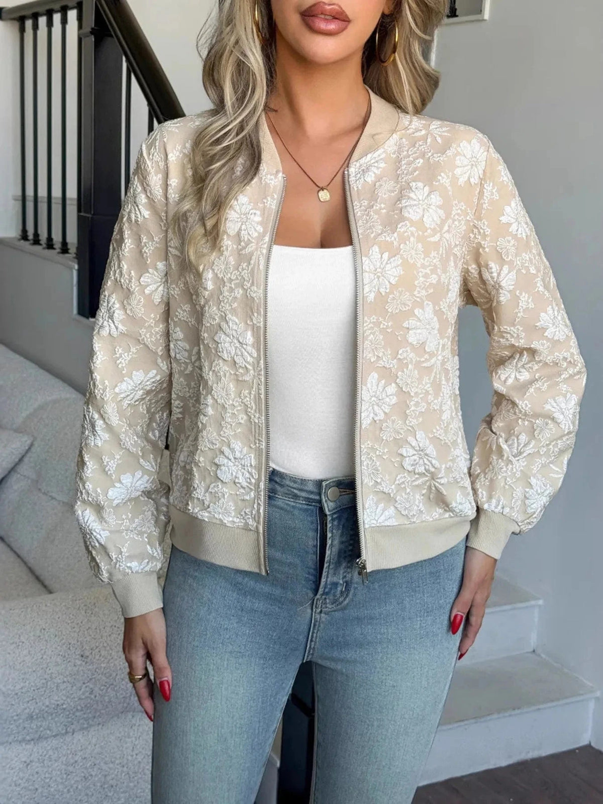 Trendsi Zip Up Long Sleeve Jacket